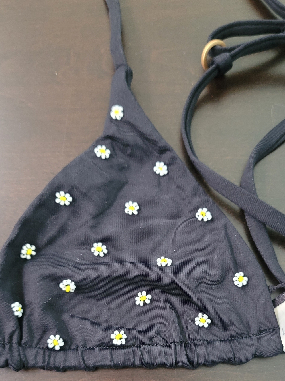 l*space Black Daisy Embroidered Bikini Top - Picture 2 of 4